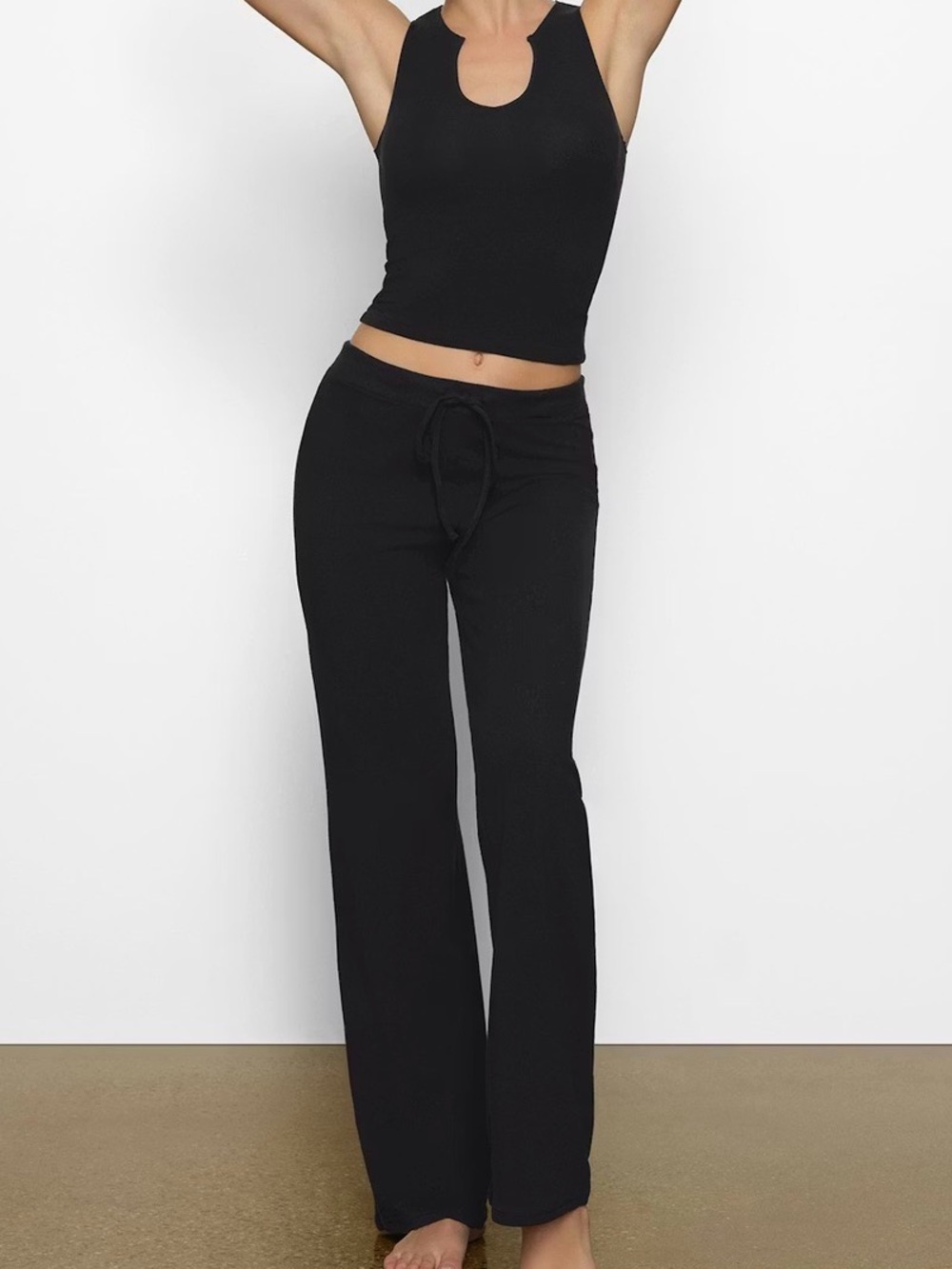NWT SKIMS Cotton Jersey Foldover Flare Pants Soot XL